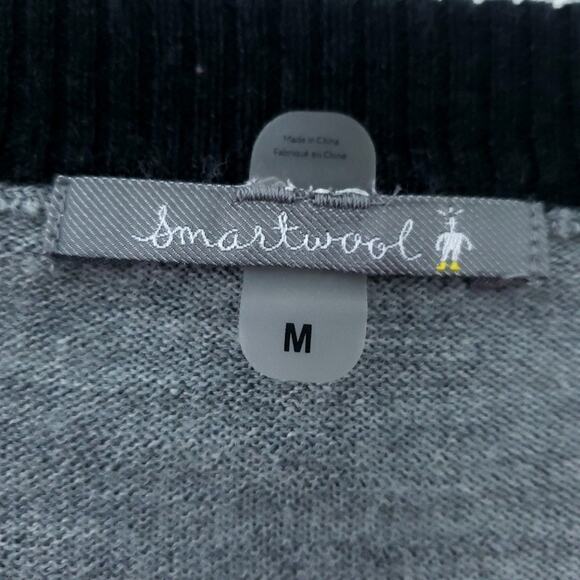 SmartWool V-neck Merino Wool Sweater Striped Gray - Picture 4 of 4